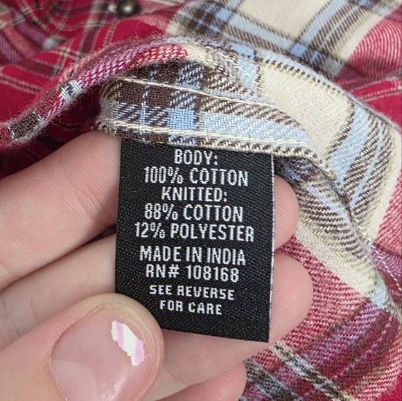 NEW RSQ Red Cream Plaid Button Up Hooded Outdoor Flannel Jacket Size Small - Picture 8 of 10